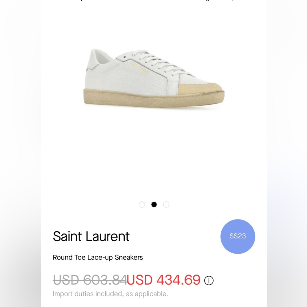 Brand New - Saint Laurent - Court Classic Low Top Sneakers - Picture 3 of 12
